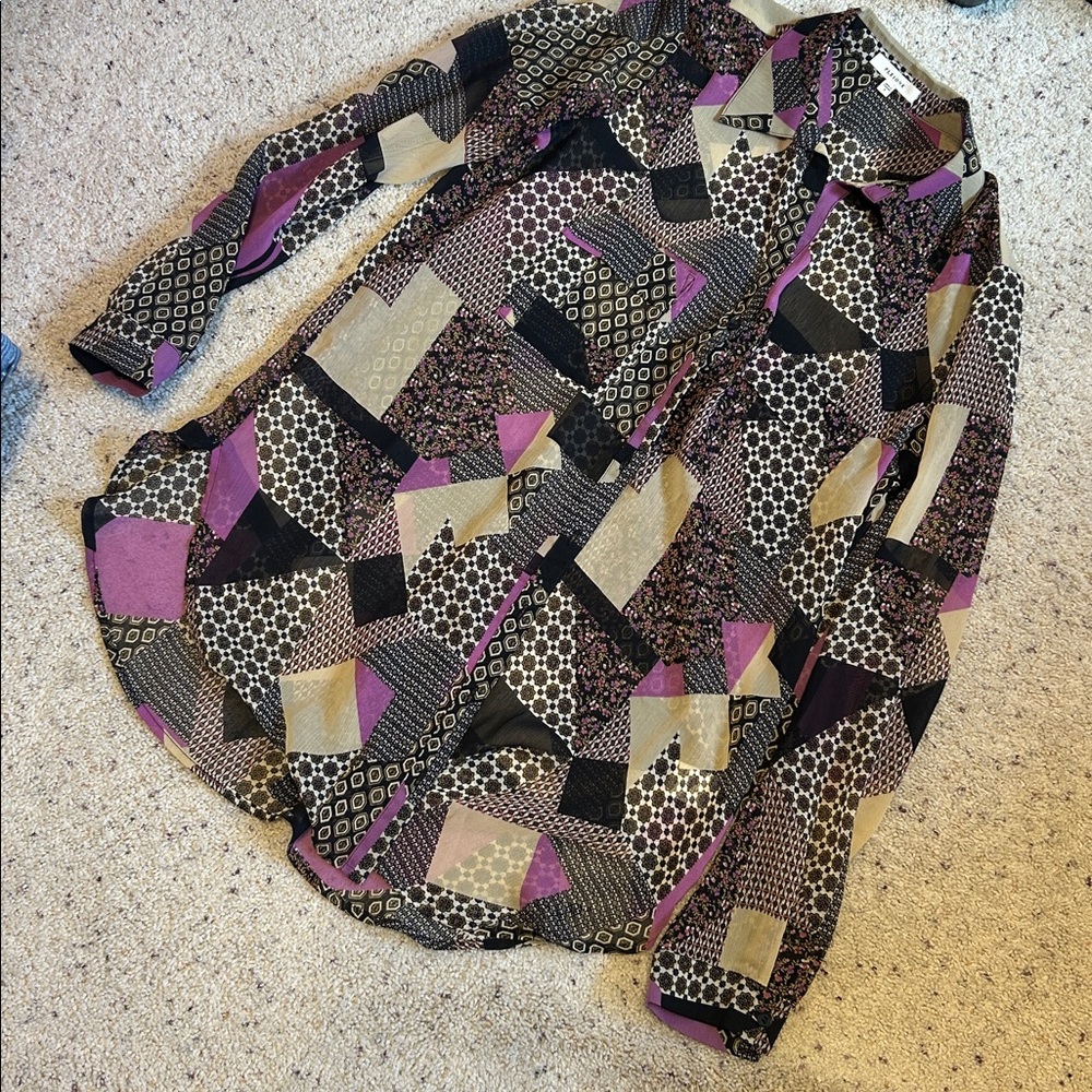 Pleione Multicolor Geometric Blouse